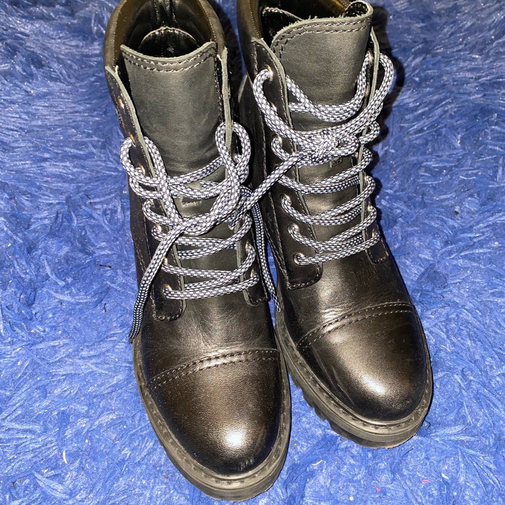 Marc Fisher black leather combat boots